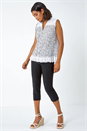 Black Cotton Spot Broderie Crinkle V-Neck Blouse, Image 2 of 5