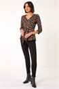 Stone Spot Print V-Neck Tie Detail Top, Image 2 of 5