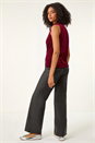 Wine Glitter Velvet Cowl Neck Stretch Top, Image 3 of 5