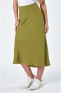 Olive Petite Plain Bias Cut Midi Skirt, Image 1 of 5