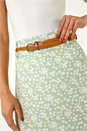 Sage Ditsy Floral Belted A line Maxi Skirt, Image 5 of 5