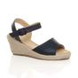 Navy Blue Mid Wedge Heel Ankle Strap Espadrille Sandals, Image 1 of 6
