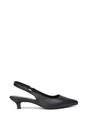 Black XY LONDON Black 'Avalone' Pointed Toe Sling Back Kitten Heel Sandals, Image 1 of 5