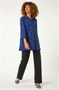 Royal Blue Swing Shape Animal Print Blouse, Image 2 of 5