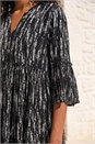 Black Abstract Crinkle Smock Dress, Image 4 of 4