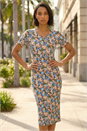 Blue Dusk Floral Print Stretch Midi Dress, Image 2 of 4