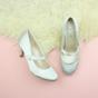 Silver AJVANI Silver Mid Heel Mary Jane Court Shoes, Image 4 of 6