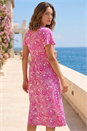 Pink Petite Floral Print Pocket Midi Dress, Image 3 of 4