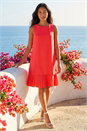 Coral Petite Sleeveless Pleated Hem Shift Dress, Image 1 of 3