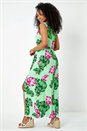 Blue Petite Palm Print Stretch Maxi Dress, Image 3 of 5
