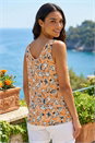 ORANGE Shell Print Gathered Vest Top, Image 3 of 4