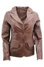 Brown Womens 2 Button Leather Blazer Jacket, Image 1 of 3