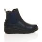 Navy Blue AJVANI Navy Blue Low Wedge Comfort Ankle Chelsea Boots, Image 2 of 6