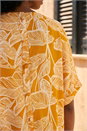 Yellow Leaf Print Buttoned Back Top, Image 4 of 4