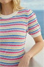 Multi  Scallop Edge Stripe Knit Top, Image 4 of 4