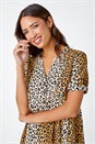 Camel  Leopard Print Tiered Midi Dress, Image 5 of 6