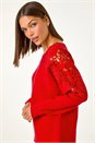 Red Sparkly Sleeve Knit Jumper, Image 1 of 5