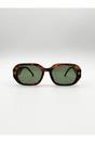 Brown SVNX Brown Oval Sunglasses with Wide Arm, Image 1 of 6