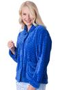 Blue Camille Lingerie Blue Supersoft Button Front Embossed Bed Jacket, Image 2 of 5