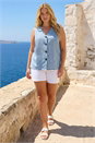 Denim Curve Buttoned Relaxed Waistcoat, Image 2 of 4