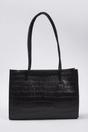 Black Croc Effect Structured Tote Bag, Image 2 of 4