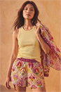 Pink Mixed Print Stretch Shorts, Image 1 of 4