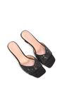 Black XY LONDON Black 'Georgia' Wedge Heel Diamante Square Peep Toe Heeled Mule Sandals, Image 6 of 6