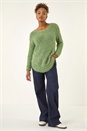Green Fluffy Knit Curved Hem Knit Jumper, Image 2 of 5