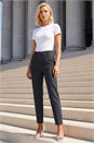 Charcoal Short Straight Leg Stretch Trouser, Image 1 of 4