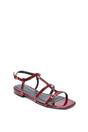 Burgundy 'Danielle' Flat Strappy Caged Square Toe Sandals With Buckle, Image 2 of 6