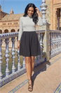 Black Stripe Print High Neck Smock Dress, Image 1 of 4
