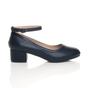 Navy Blue AJVANI Navy Blue Low Block Heel Ankle Strap Court Shoes, Image 2 of 6