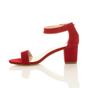Red AJVANI Red Mid Block Heel Ankle Strap Sandals, Image 3 of 6