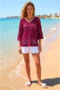 Maroon Crochet Lace V-Neck Open Knit, Image 2 of 4