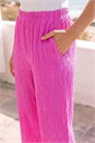 Pink Classic Crinkle Crop Trouser, Image 4 of 5