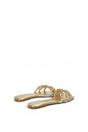 Gold XY LONDON Gold Flat Diamante Strappy Slider Sandals With Square Toe, Image 4 of 6