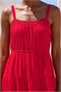 Red Strappy Tiered Maxi Dress, Image 4 of 4