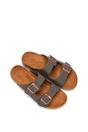 Brown XY LONDON Brown 'Star' Double Strap Buckle Up Summer Slip On Flat Sandals, Image 5 of 6