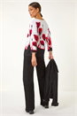 Red Floral Print Sparkly Knit Jumper, Image 4 of 5