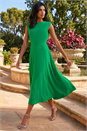 Green Fit & Flare Midi Dress, Image 1 of 4