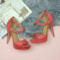 Coral High Heel Crossed Straps Platform Sandals, Image 4 of 6
