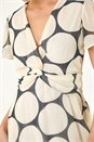 Black Petite Spot Print Twist Front Dress, Image 5 of 5
