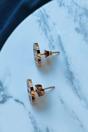 Gold Large Round TB Stud Earrings, Image 3 of 5