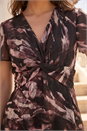 Chocolate Petite Twist Front Dobby Dress, Image 4 of 4