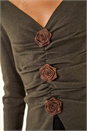 Khaki Rose Front Knit Top, Image 5 of 5