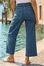 Mid Blue Cotton Denim Stretch Culottes , Image 3 of 4