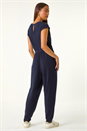Navy  Petite Tie Waist Rib Jersey Jumpsuit, Image 3 of 5