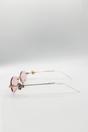 Pink Rimless Oval Diamante Sunglasses In Pink, Image 4 of 4