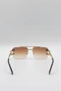 Brown Rimeless Navigator With Side Detail Sunglasses In Brown, Image 5 of 5