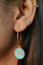 White Multicolour Sunflower 30mm Boho Hoop Earrings, Image 1 of 2